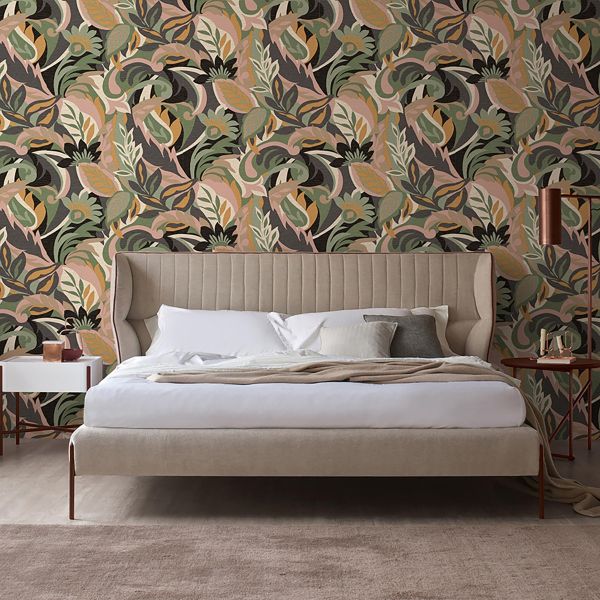 Casa Leaf Wallpaper Blush &amp; Sage Green